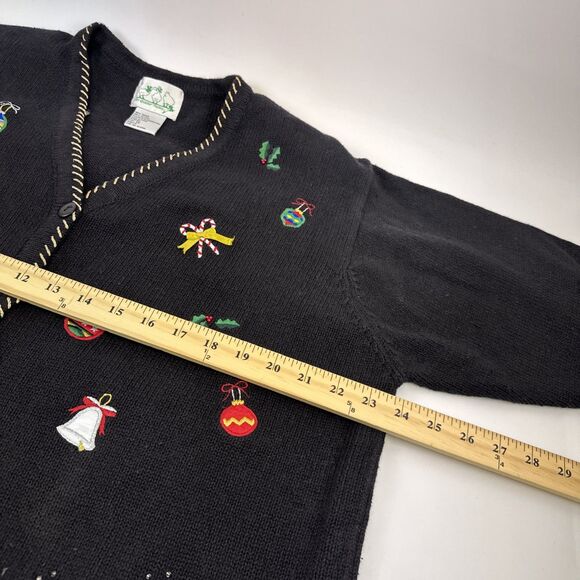 The Quacker Factory Christmas Sweater Cardigan Ornaments Presents Candles 1X - Picture 10 of 15